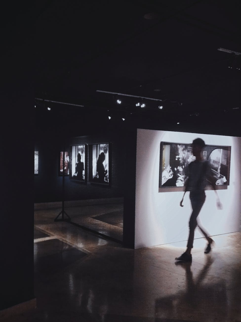 Large-scale oil painting in gallery setting