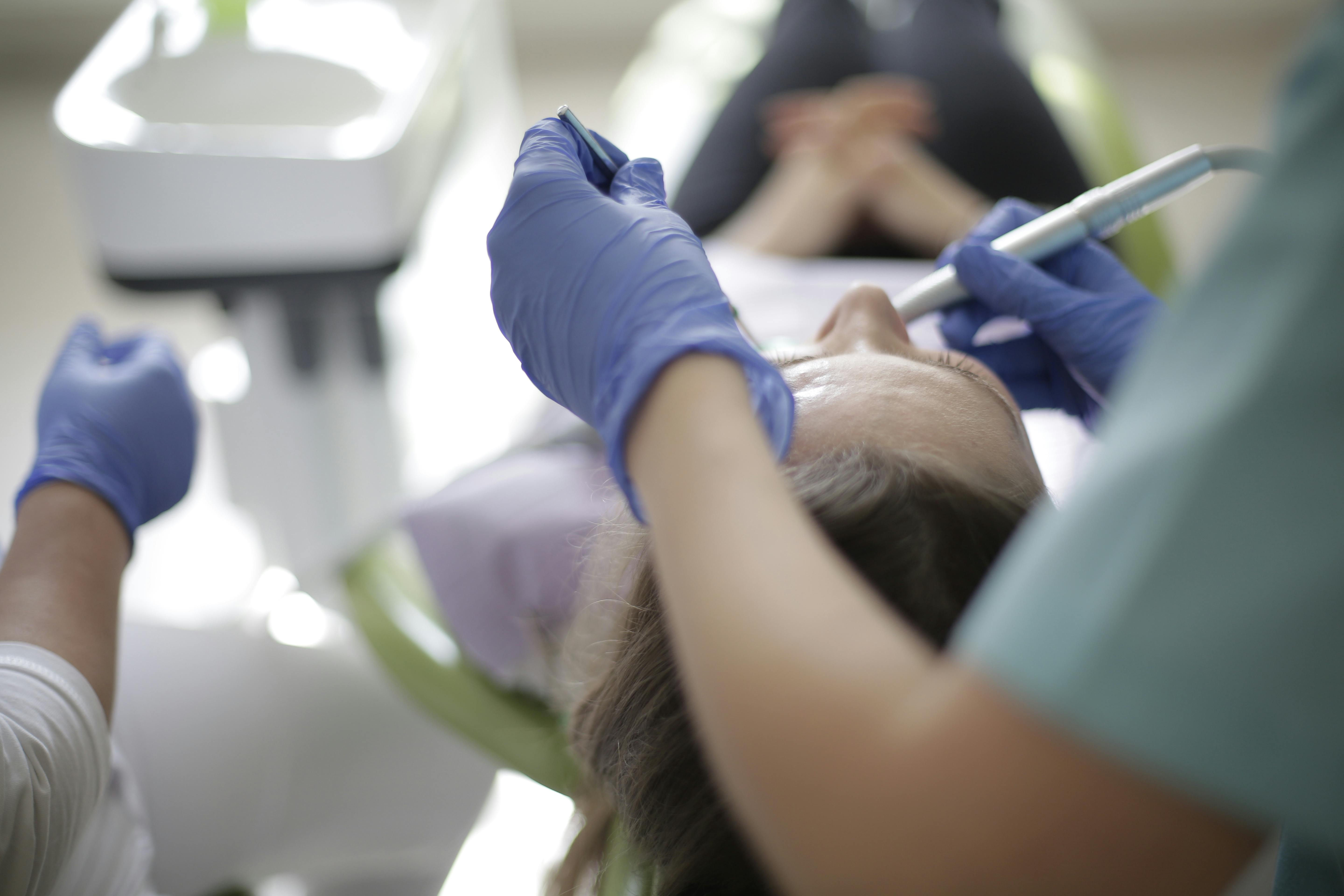 Young child receiving an early orthodontic evaluation