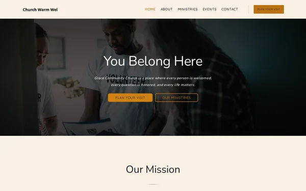 Church Warm Welcome template preview
